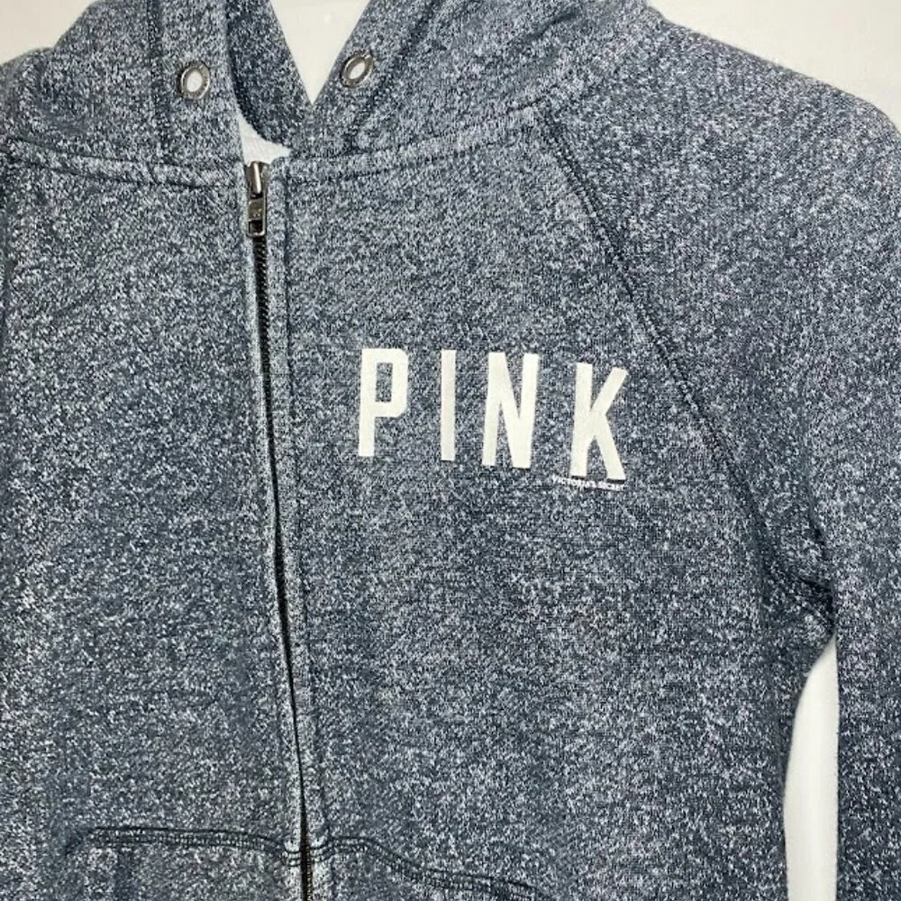 PINK Heather Grey Full Zip Hoodie